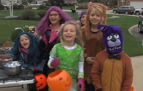 Children dressed in Halloween costumes